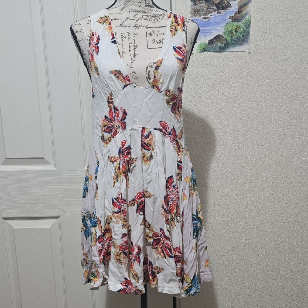 Free People Multicolor Floral Mini Dress, Sleeveless, Flowy, Size S